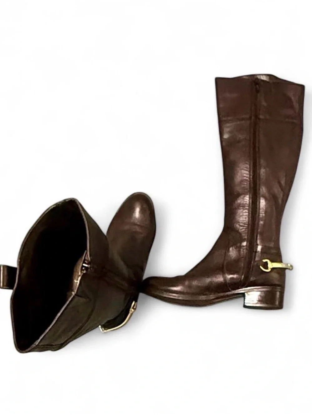 DUNE LONDON Tatter BLACK Leather Knee-High Riding Boots